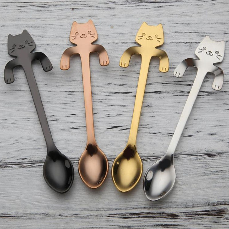 Stainless Steel Cat-Lovers Teaspoons